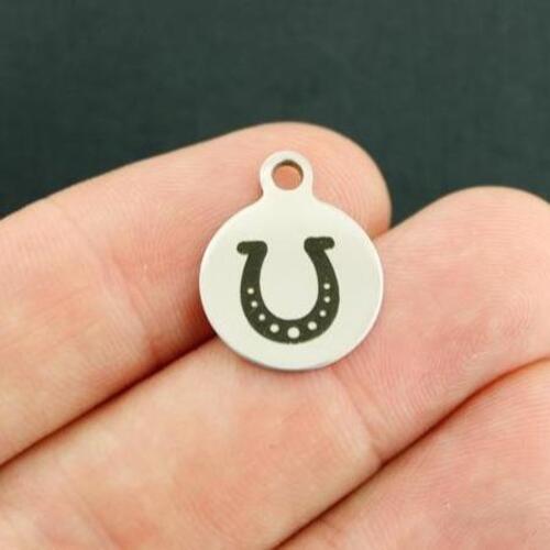 Horseshoe Stainless Steel Small Round Charms - BFS002-4003