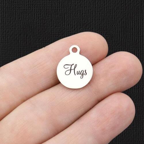 Hugs Stainless Steel Small Round Charms - BFS002-5757
