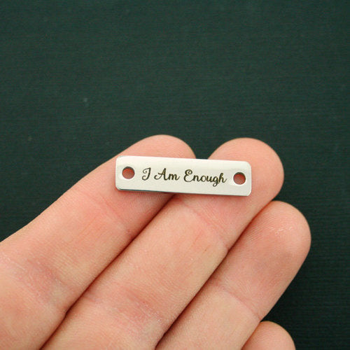 I Am Enough Stainless Steel Connector Charms - BFS016-7302