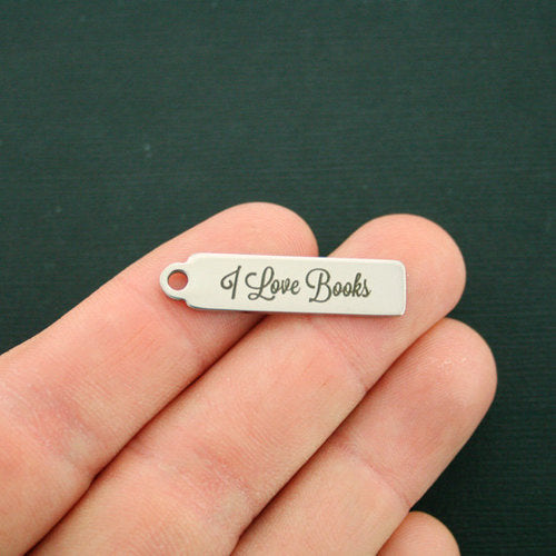 I Love Books Stainless Steel Charms - BFS015-6950