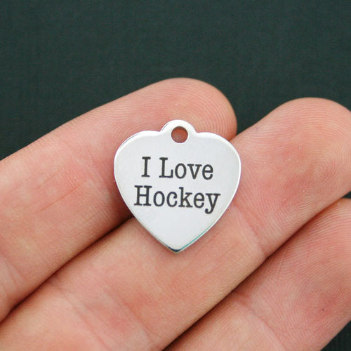Breloques en acier inoxydable I Love Hockey - BFS011-0194