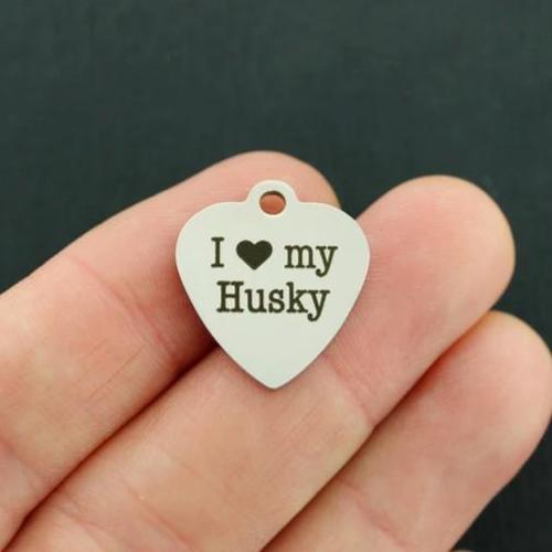 I Love My Husky Stainless Steel Charms - BFS011-2194