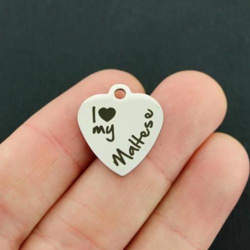 I Love My Maltese Stainless Steel Charms - BFS011-2186