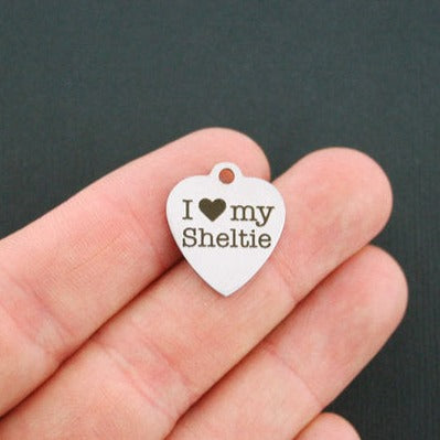 I Love My Sheltie Stainless Steel Charms - BFS011-1088