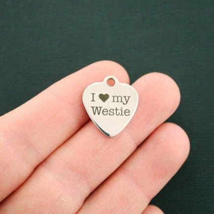 I Love My Westie Stainless Steel Charms - BFS011-2084