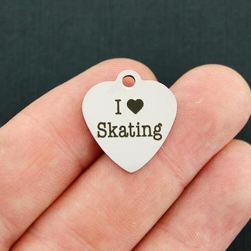 I Love Skating Stainless Steel Charms - BFS011-4228