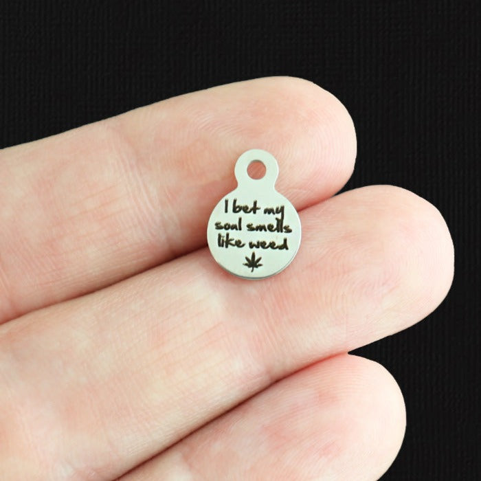 I bet my soul smells like weed Stainless Steel 10mm Round Charms - BFS005-8033