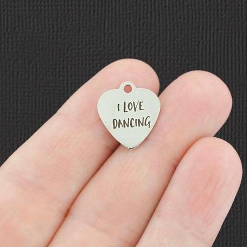 I love dancing Stainless Steel Small Heart Charms - BFS012-5129