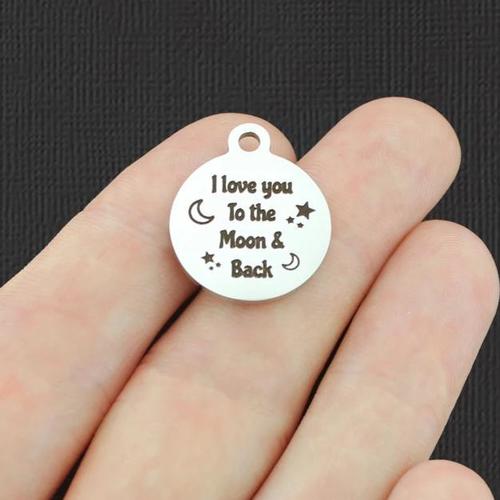 Je t'aime Breloques en acier inoxydable - vers la lune et le dos - BFS001-4966