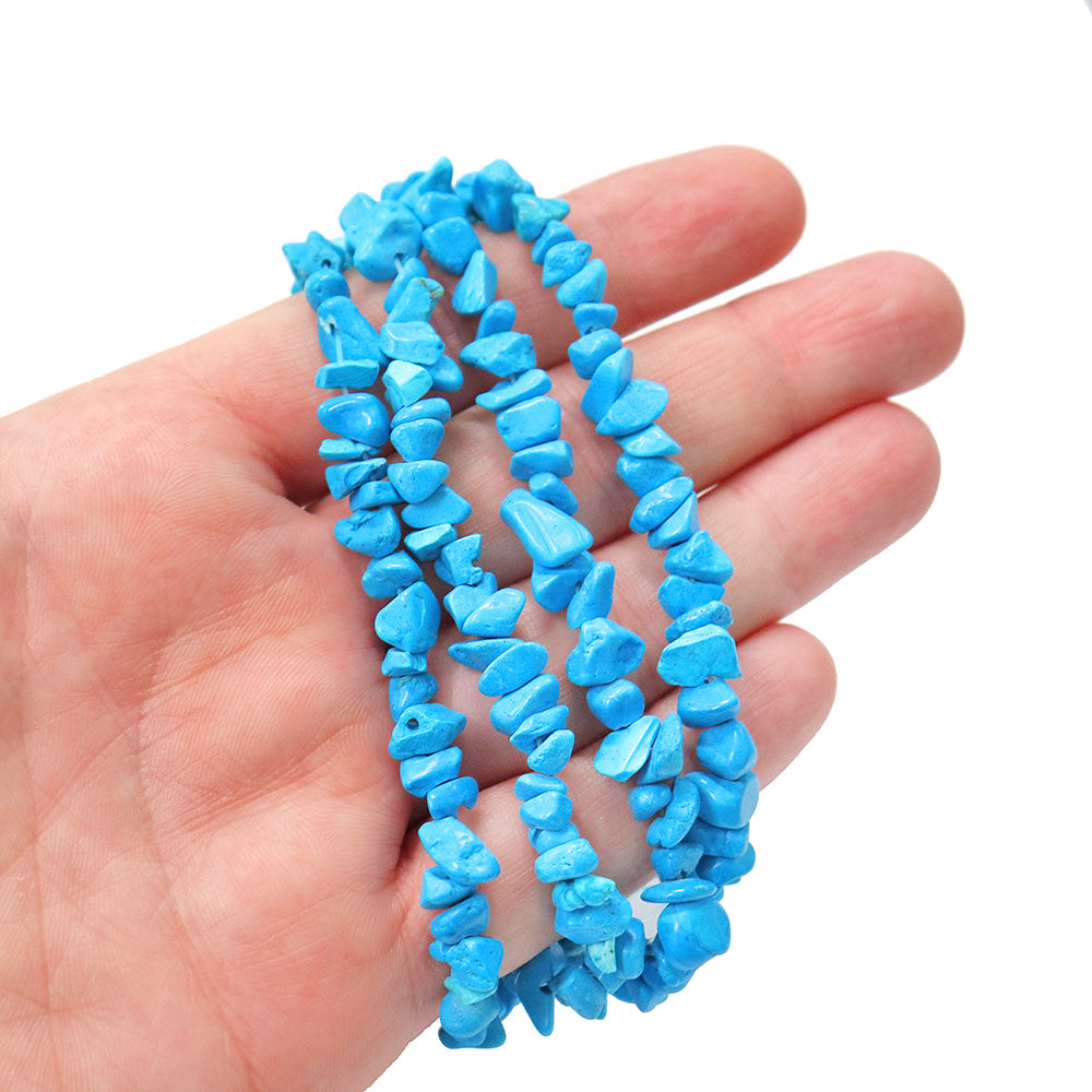 Perles d'Imitation Gemme 4mm - 14mm - Turquoise - 1 Rang 185 Perles - BD394