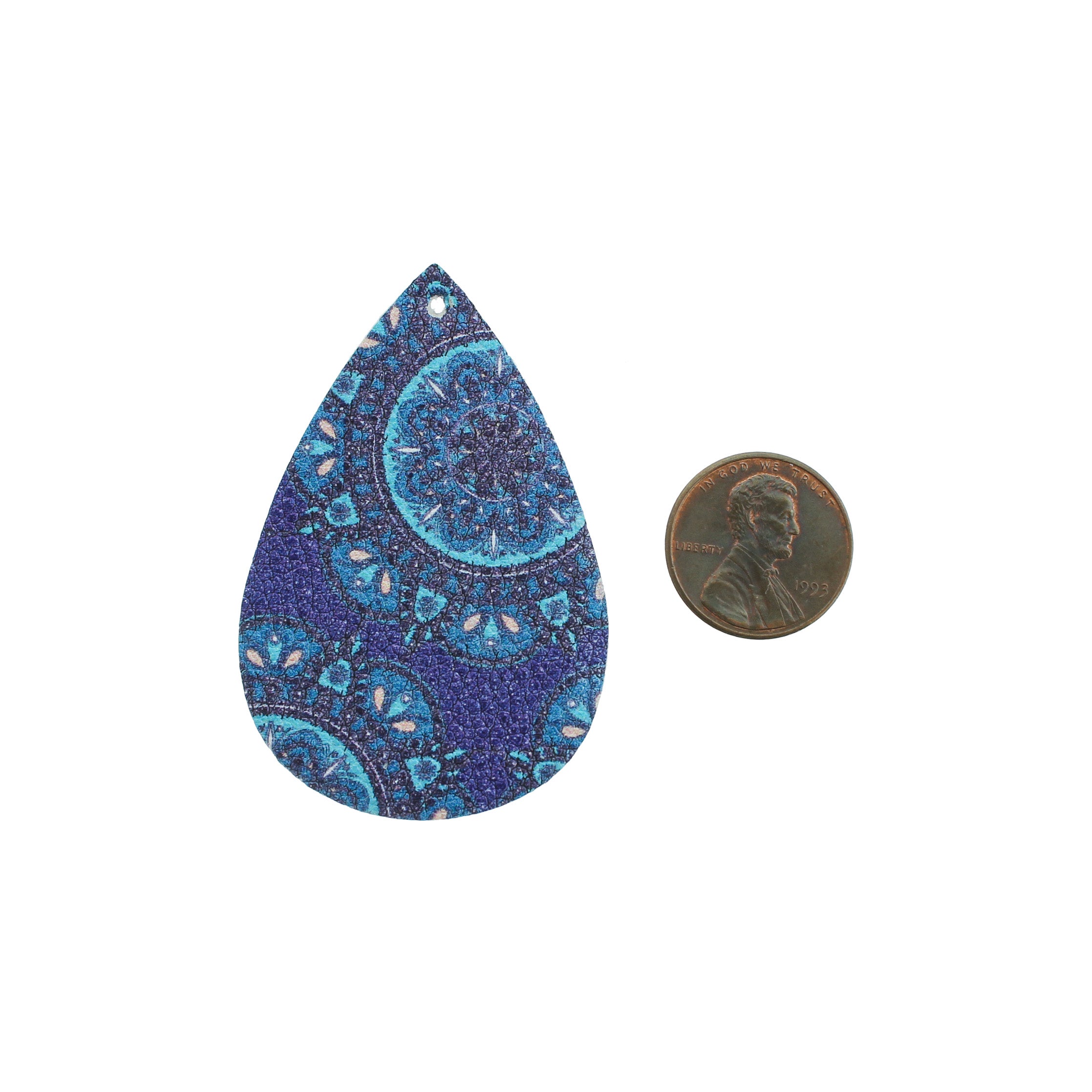 Pendentifs en forme de larme en similicuir - Paisley bleu - 4 pièces - LP120