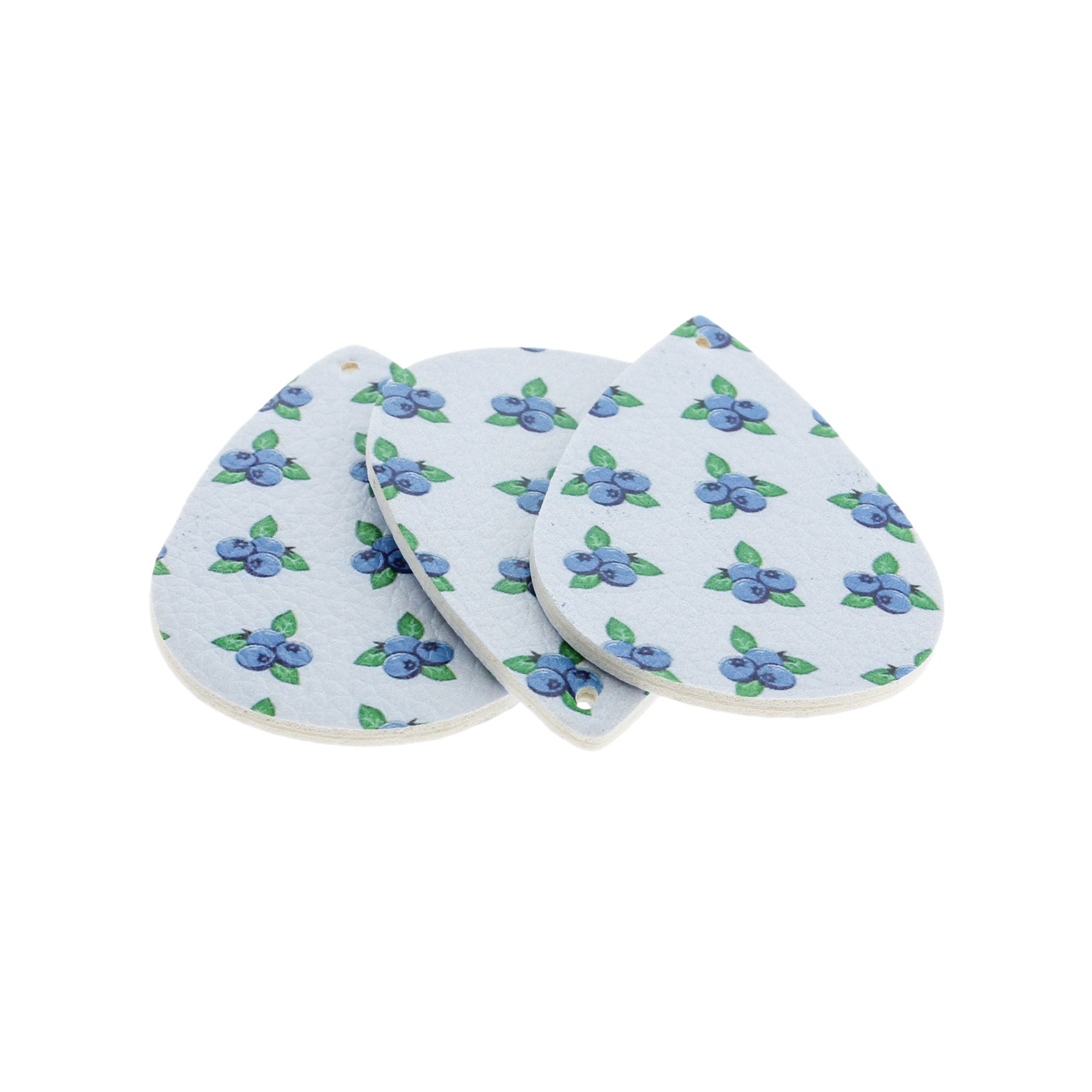 Imitation Leather Teardrop Pendants - Blueberry - 4 Pieces - LP211