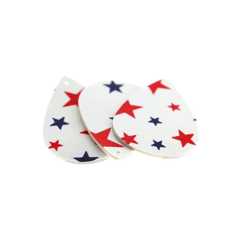 Pendentifs en forme de larme en similicuir - Étoiles patriotiques - 4 pièces - LP112