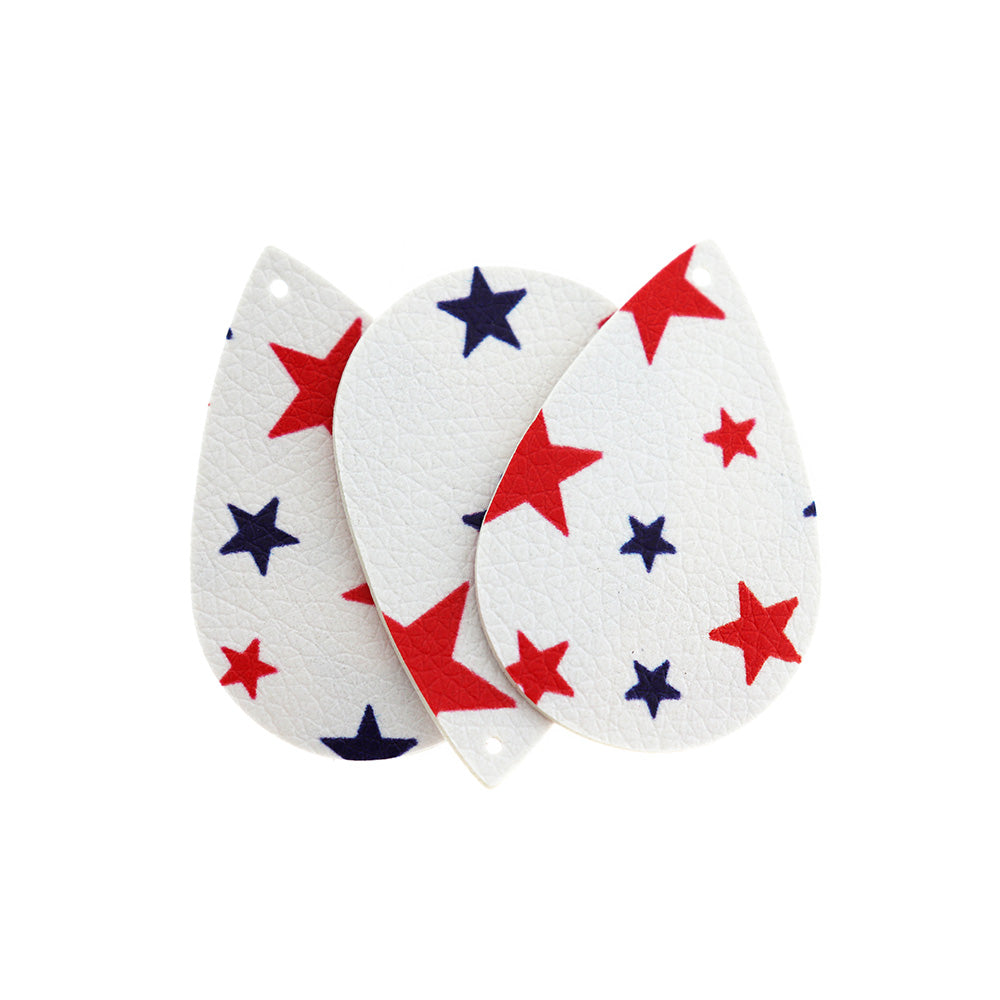 Pendentifs en forme de larme en similicuir - Étoiles patriotiques - 4 pièces - LP112
