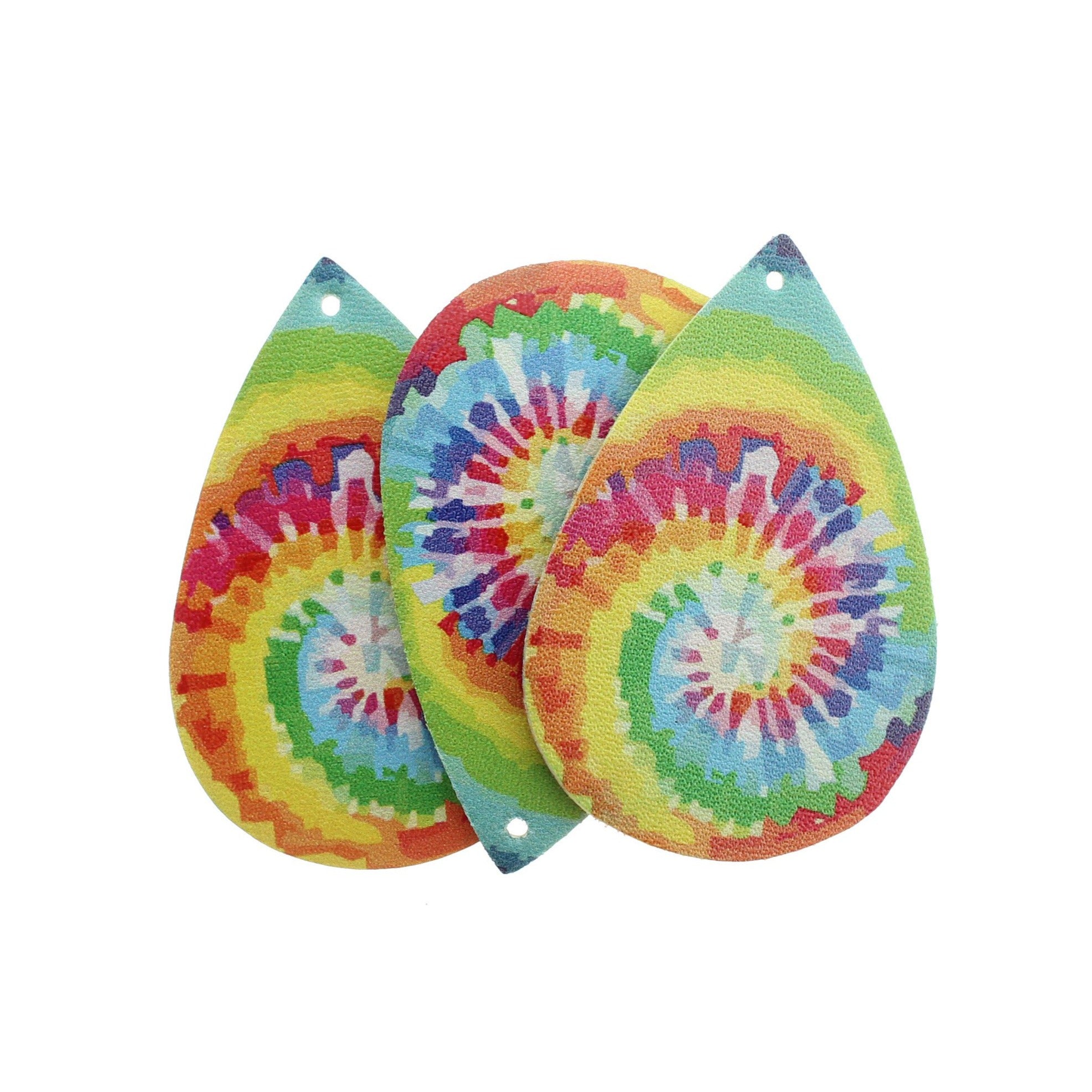 Pendentifs en forme de larme en similicuir - Arc-en-ciel Tie-dye - 2 Pièces - LP128