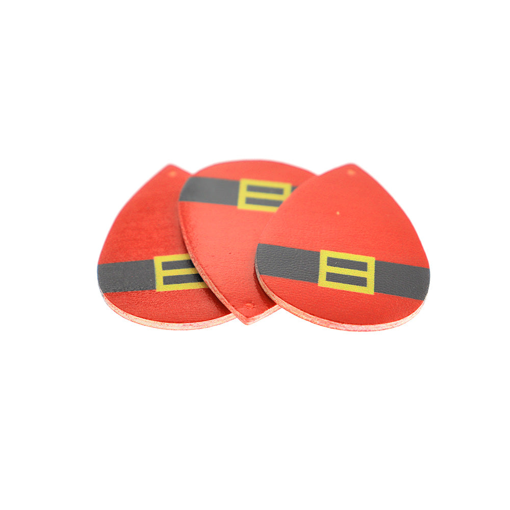 Imitation Leather Teardrop Pendants - Santa Suit - 2 Pieces - LP097