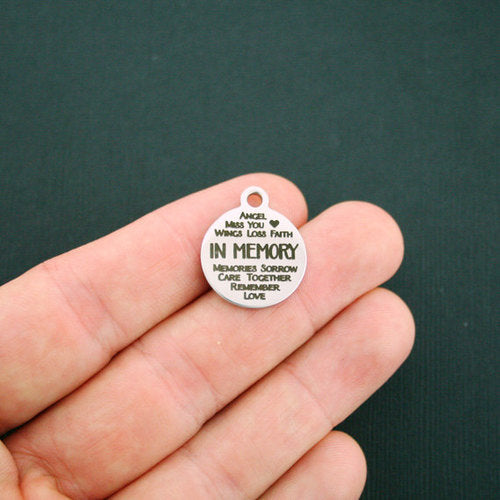 In Memory Word Collage Breloques en acier inoxydable - BFS001-1434