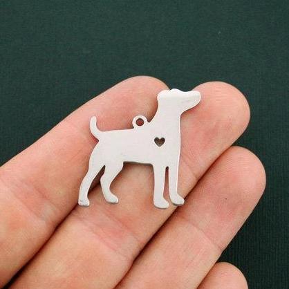 Jack Russell Silver Tone Stainless Steel Charm 2 Sided - MT424