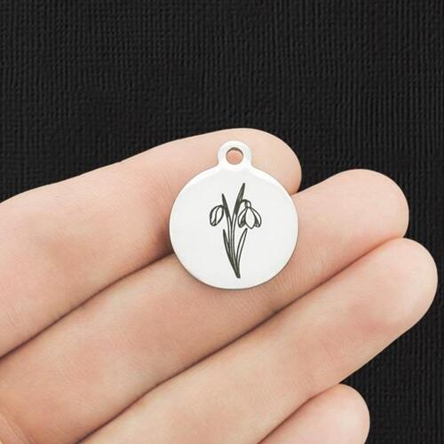 January Snowdrop Stainless Steel Charms - BFS001-5597