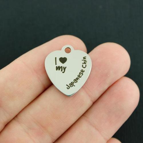 Breloques japonaises en acier inoxydable pour le menton - J'aime mon - BFS011-3893