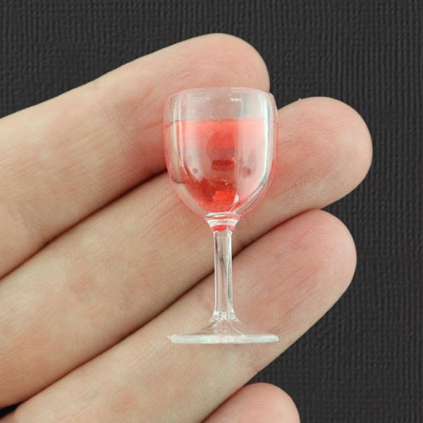 4 Red Cocktail Resin Charms 3D - K359