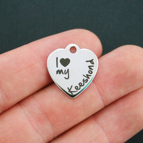 Keeshond Stainless Steel Charms - I love my - BFS011-0651