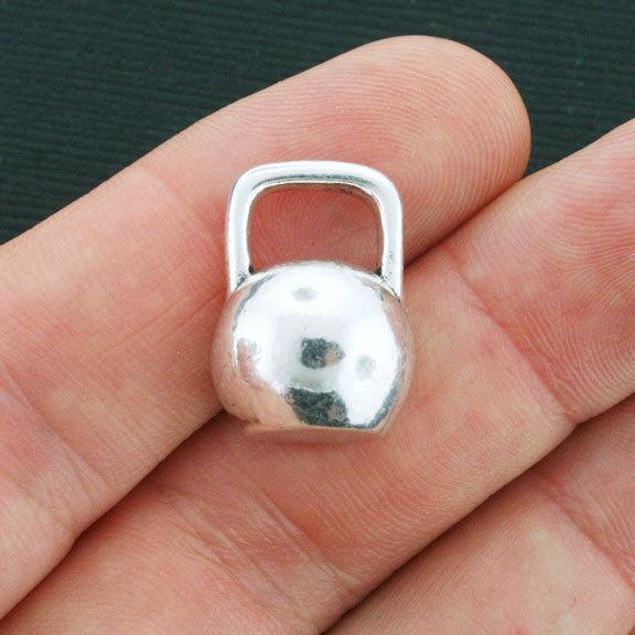Kettlebell Antique Silver Tone Charms 3D - SC4170