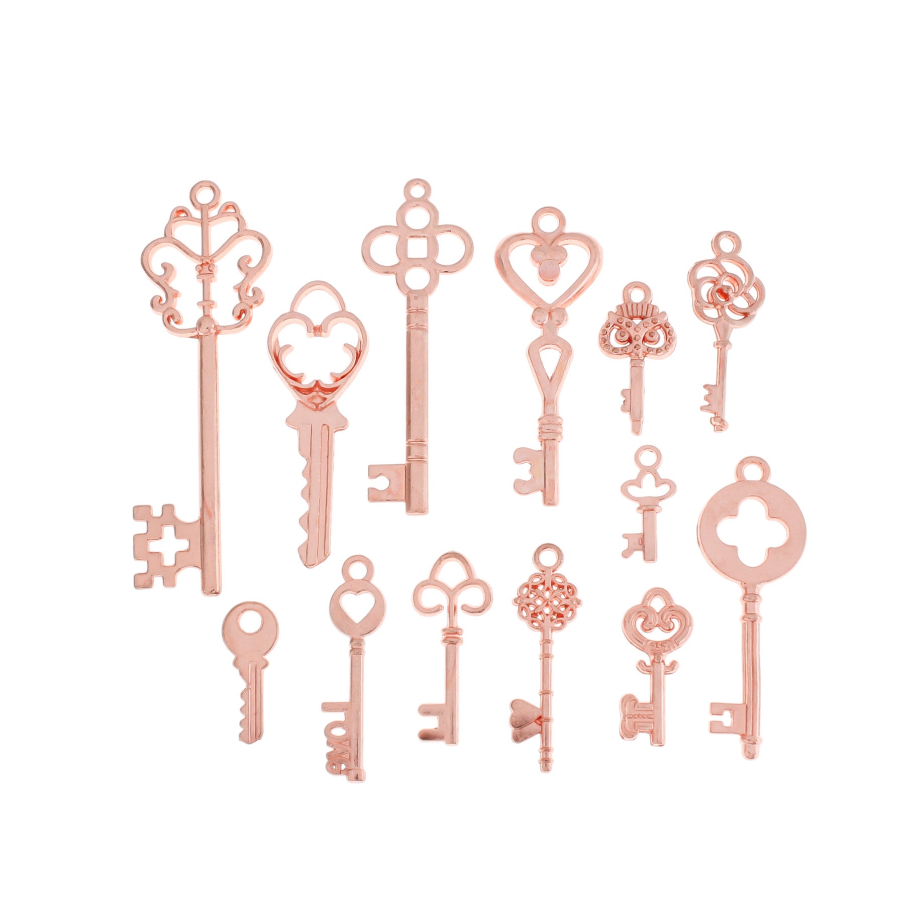 Key Charm Collection Rose Gold Tone 13 Different Charms - COL153H