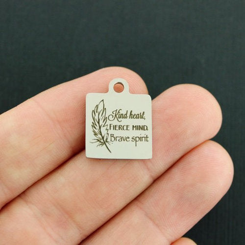 Kind heart Stainless Steel Charms - fierce mind, brave spirit - BFS013-4205