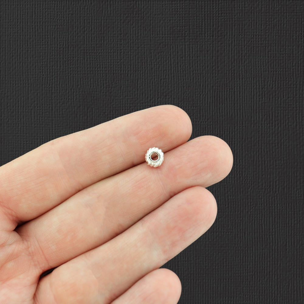 Lantern Spacer Beads 6mm - Silver Tone - 50 Beads - SC1078