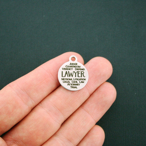 Lawyer Word Collage Stainless Steel Charms - BFS001-1436