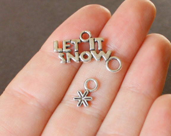 Let it Snow Antique Silver Tone Charms - 4 Ensembles 8 Pièces - SC305