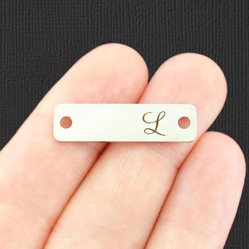 Letter L Initial Stainless Steel Connector Charms - BFS016-7442