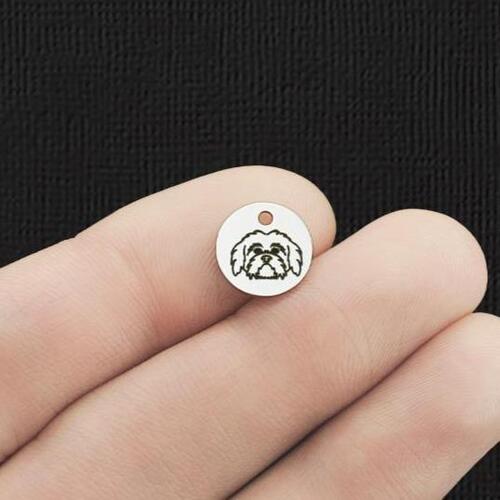 Lhassa Apso Acier Inoxydable Breloques Rondes 10mm - BFS005-5996