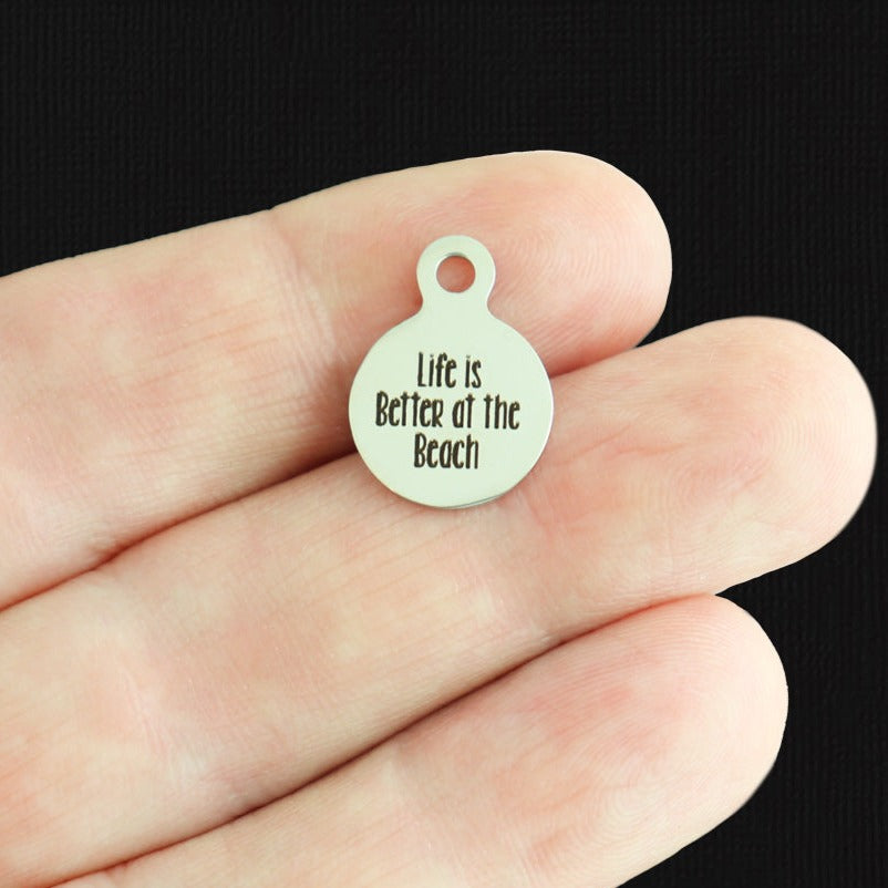 Life is Better at the Beach Stainless Steel 13mm Loop Charms - BFS008-8062