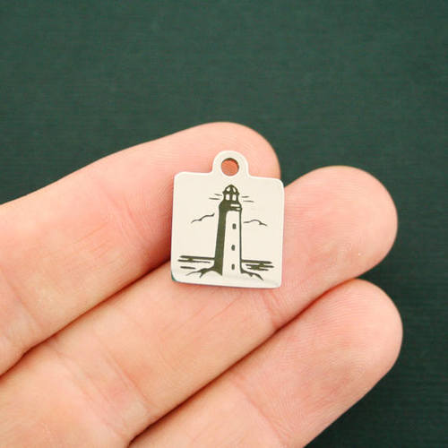 Breloques Phare en Acier Inoxydable - BFS013-2349