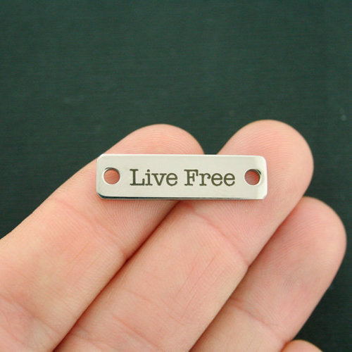 Live Free Stainless Steel Connector Charms - BFS016-7235