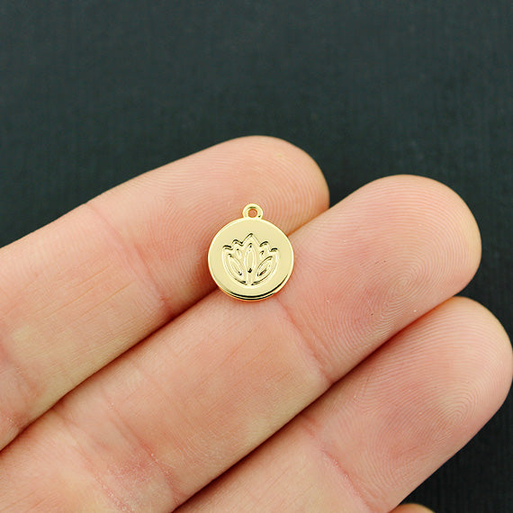 Lotus Gold Tone Charm 18K Gold Filled - GC1363