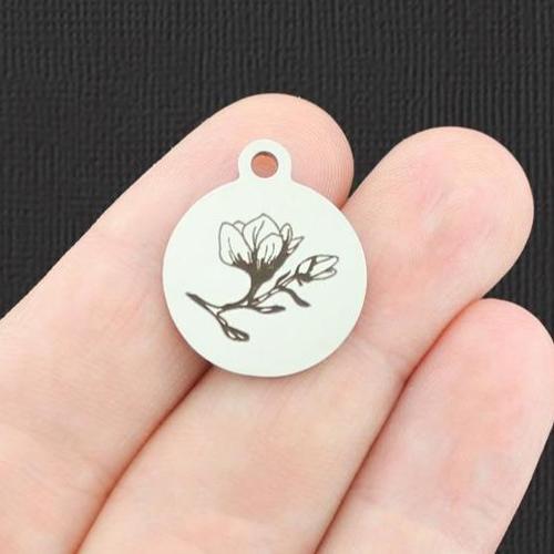 Magnolia Flower Stainless Steel Charms - BFS001-5116