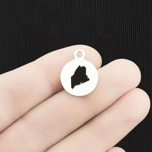 Maine Stainless Steel Small Round Charms - BFS002-6292