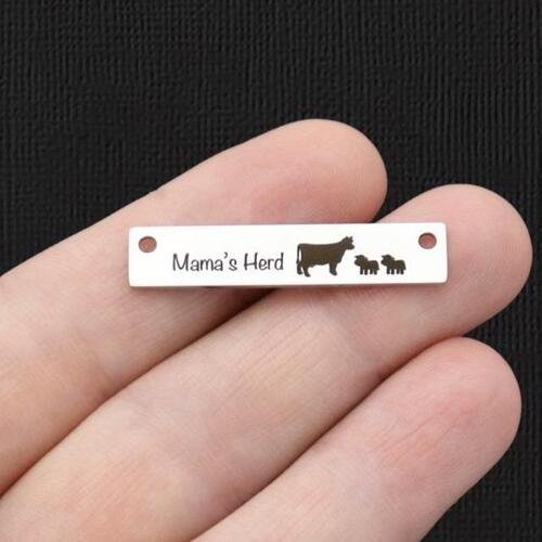 Mama's Herd Connecteur en acier inoxydable Charms - 2 veaux - BFS017-7687