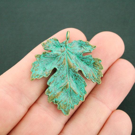 Maple Leaf Antique Bronze Tone Charm 2 Sided - BC172