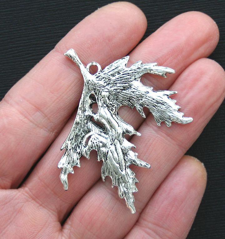 Maple Leaf Antique Silver Tone Charm 2 Sided - SC2929