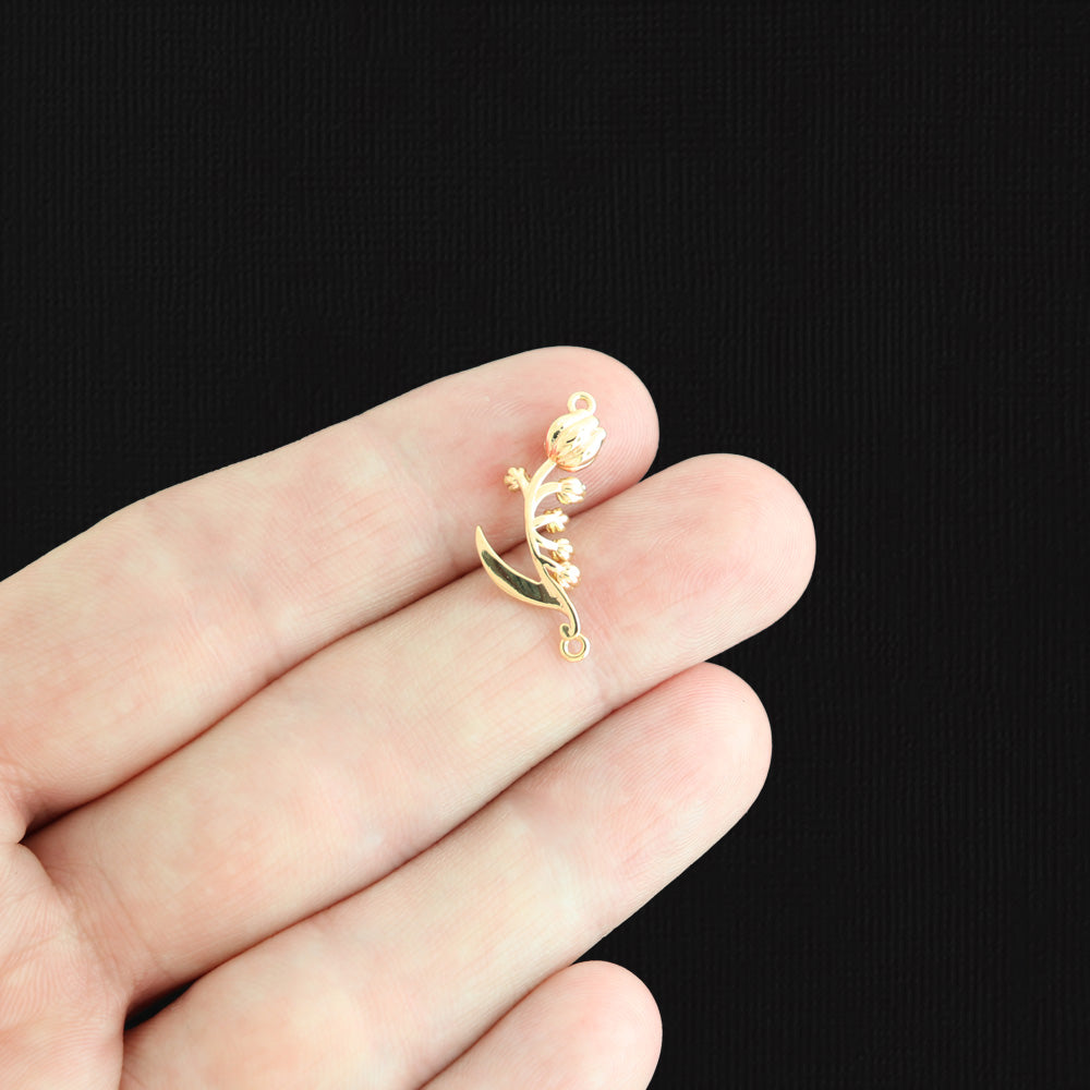 May Birth Flower Gold Tone Copper Charm 3D - GC199