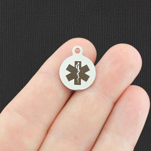 Medical Alert Stainless Steel Small Round Charms - BFS002-5057