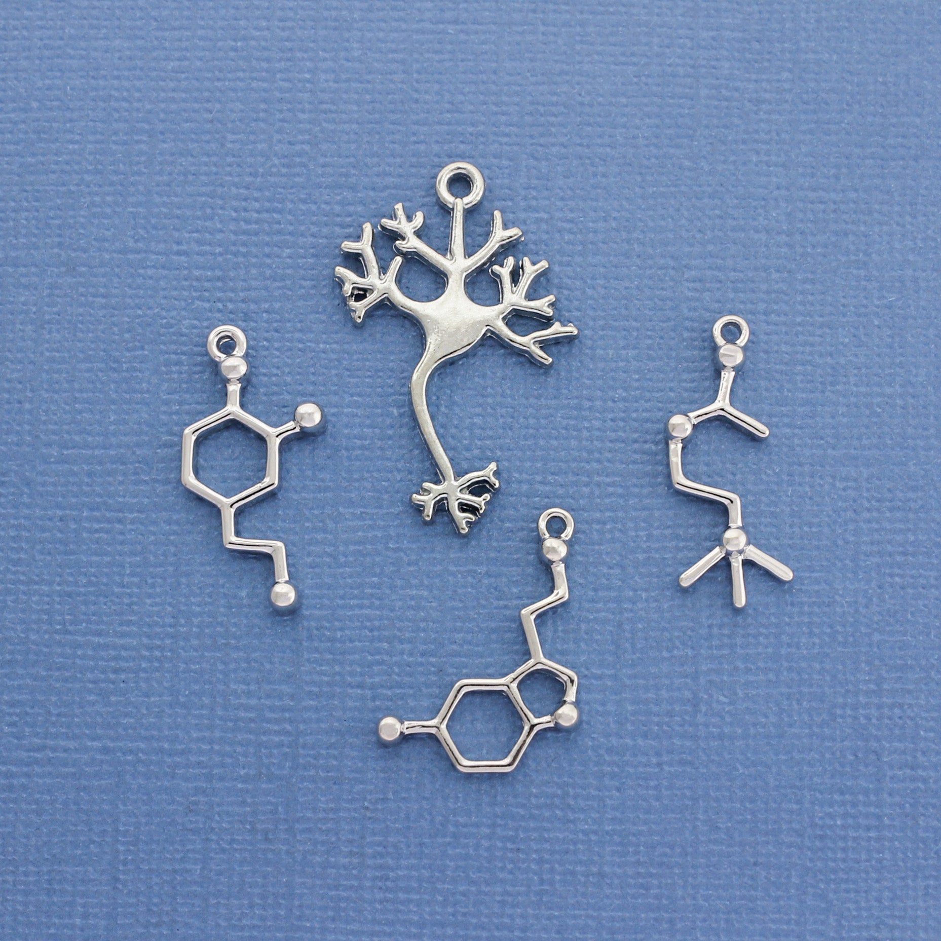 Medical Molecule Collection Silver Tone 4 breloques différentes - COL354