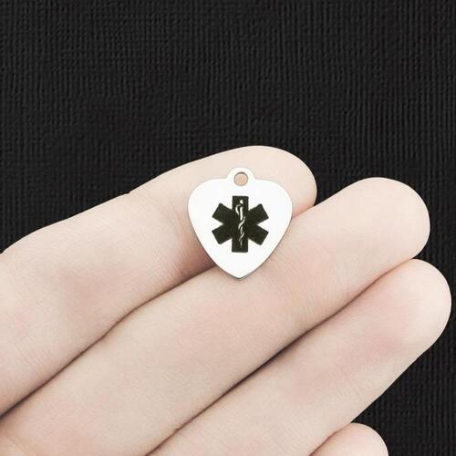 Symbole médical Petits breloques en forme de cœur en acier inoxydable - BFS012-6077
