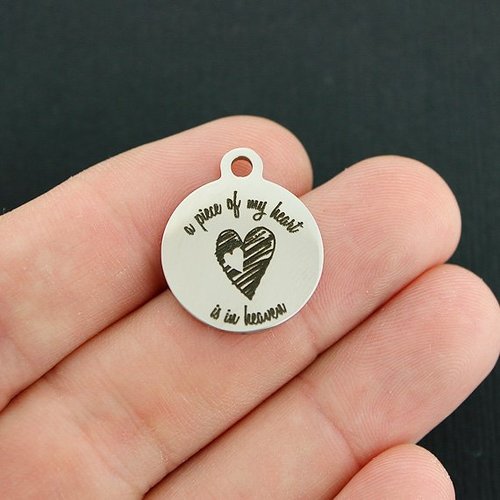 Memorial Stainless Steel Charms - A piece of my heart is in heaven - BFS001-4038