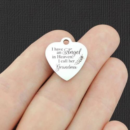 Memorial Stainless Steel Charms - I have an Angel in Heaven, I call her Grandma - BFS011-4942