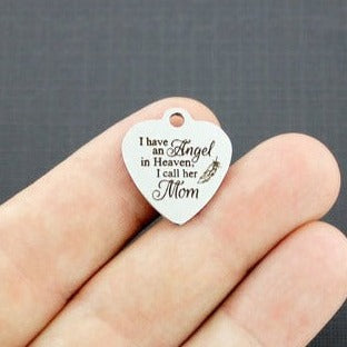 Memorial Stainless Steel Charms - I have an angel in heaven, I call her Mom - BFS011-4510